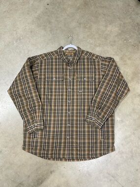 Ariat Olive, Tan & Black Plaid Button-Up Work Shirt